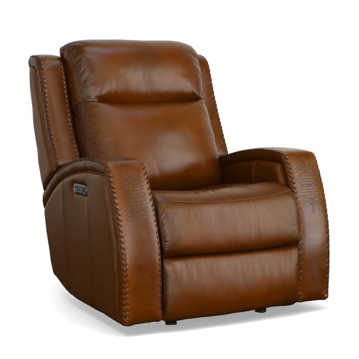 Flexsteel Mustang Rust Leather Power Gliding Recliner with Power Headrest Flexsteel Mustang Rust Leather Power Gliding Recliner with Power Headrest