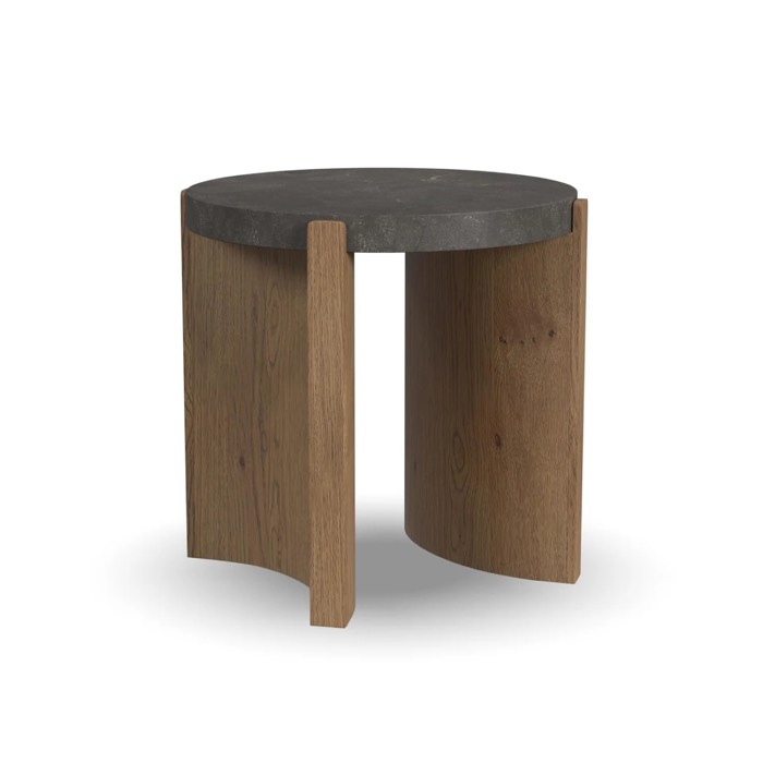 Flexsteel Eclipse Brown Round End table | Blue Stone Top