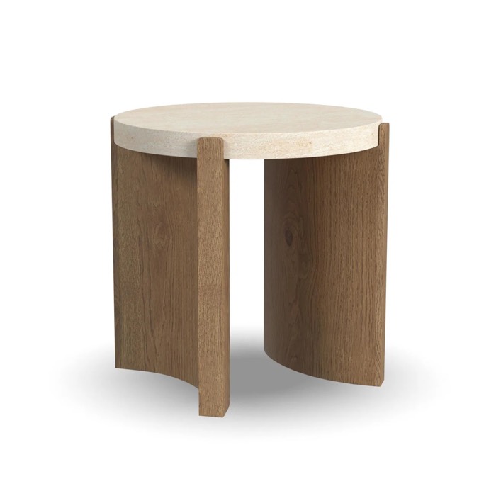 Flexsteel Eclipse Brown Round End table | White Oak Top