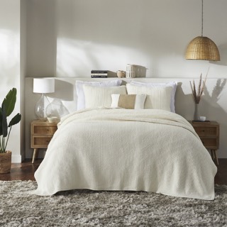 India's Heritage Mandalay Ivory Popcorn Cotton Queen Coverlet