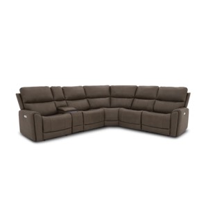 Flexsteel Carter Fabric Power Reclining Sectional with Power Headrests & Lumbar