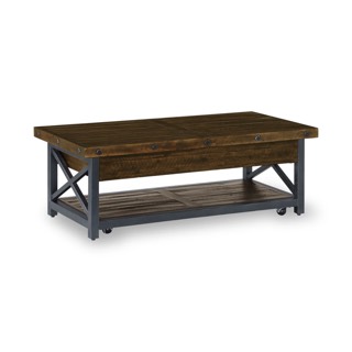 Flexsteel Carpenter Brown Rectangular Lift-Top Coffee Table with Casters