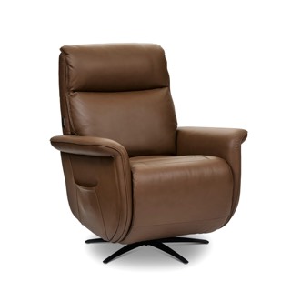Flexsteel Haven Leather Power Swivel Recliner with Power Headrest, Lumbar, Heat, Massage & Ventilation | Zen R