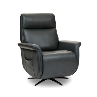 Flexsteel Haven Leather Power Swivel Recliner with Power Headrest, Lumbar, Heat, Massage & Ventilation | Zen R