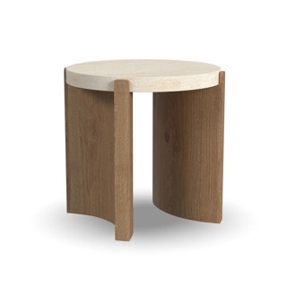 Flexsteel Eclipse Brown Round End table | White Oak Top