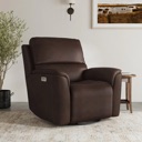 Flexsteel Henry Leather Power Swivel Gliding Recliner with Power Headrest, Lumbar, Heat & Massage Burnt Umber image 2