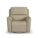 Flexsteel Henry Leather Power Swivel Gliding Recliner with Power Headrest, Lumbar, Heat & Massage Beige image 3