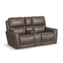 Flexsteel Carter Cappuccino Fabric Power Reclining Loveseat with Console & Power Headrests & Lumbar  image 1