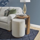 Flexsteel Lyra Fabric Pouf Ottoman Ivory image 2